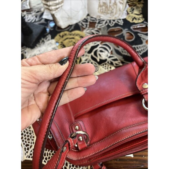 TIGNANELLO SHOULDER SATCHEL TOTE HANDBAG RED PEBBLE LEATHER Purse - Picture 16 of 16